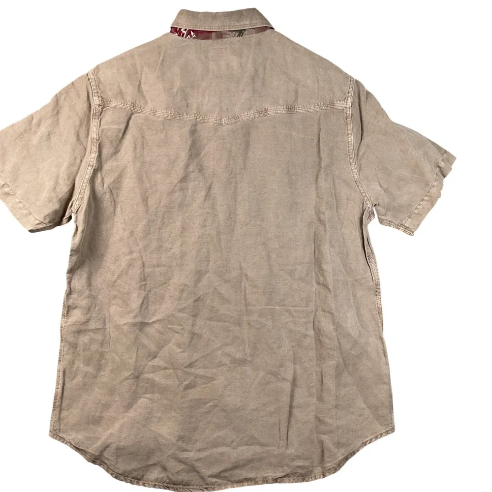 Tommy Bahama Jeans Button‎ Down Mens Medium Tan  Linen Tencel Shirt